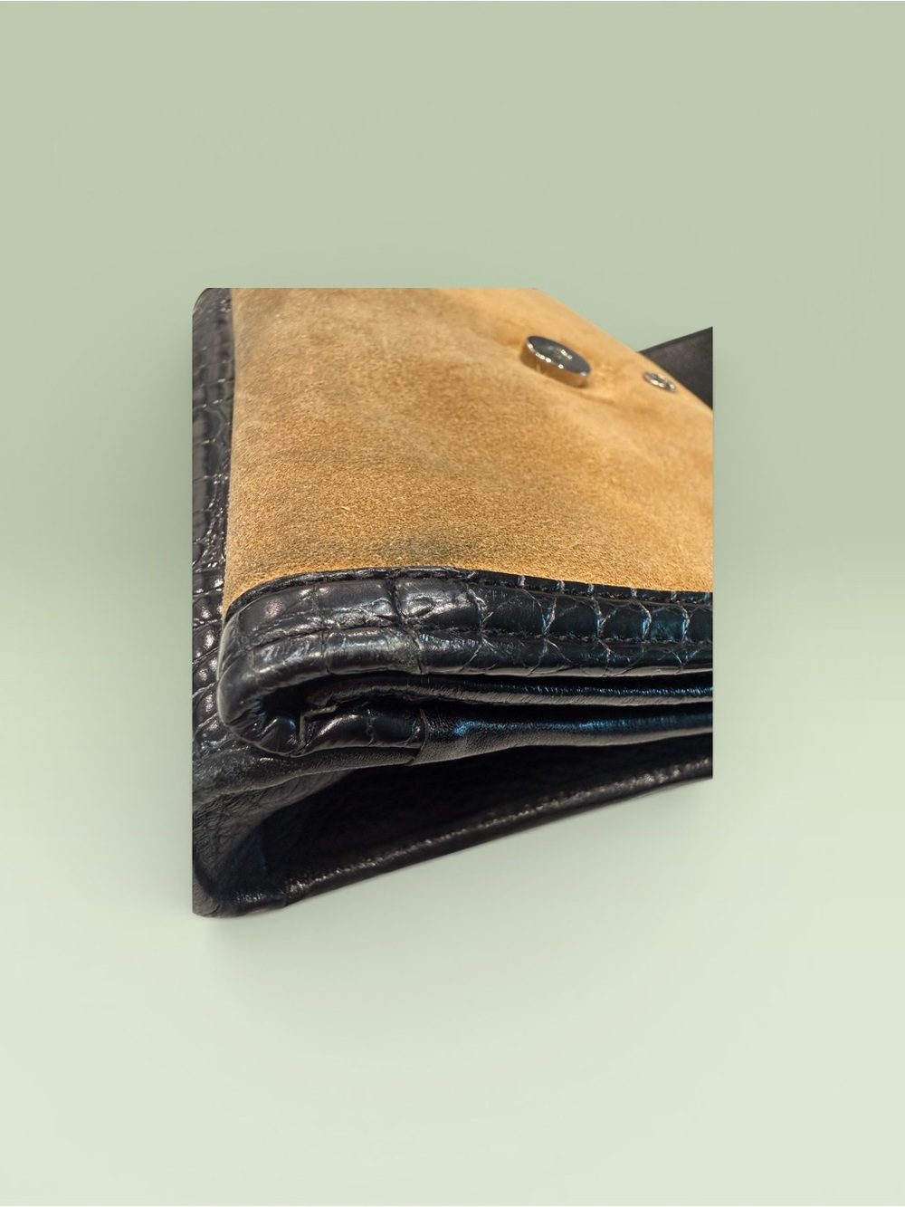 Brighton Suede and Leather Crossbody Bag with Black Trim - Tan - Picture 5 of 5